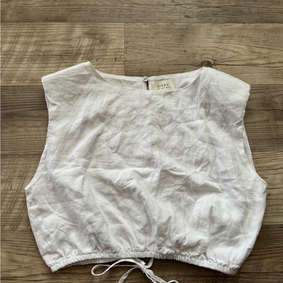 Dissh White Linen Sleeveless Top - Picture 1 of 4
